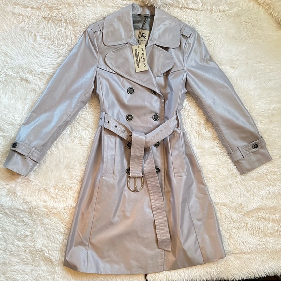 Burberry London Shimmer Metallic Belted Trench Coat - Picture 12 of 15